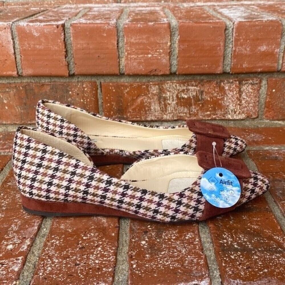 ALEX MARIE Clarabel Brown Houndstooth d’Orsay Buckle Flats Women’s Size 6